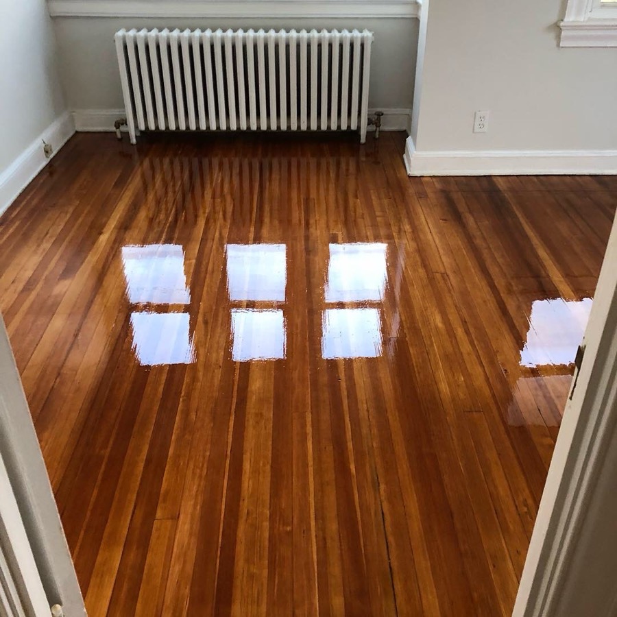 Finished hardwood refinish project